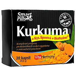 SmartPills® Kurkuma + Kyselina lipoová + BioPerine® - 30 kapslí